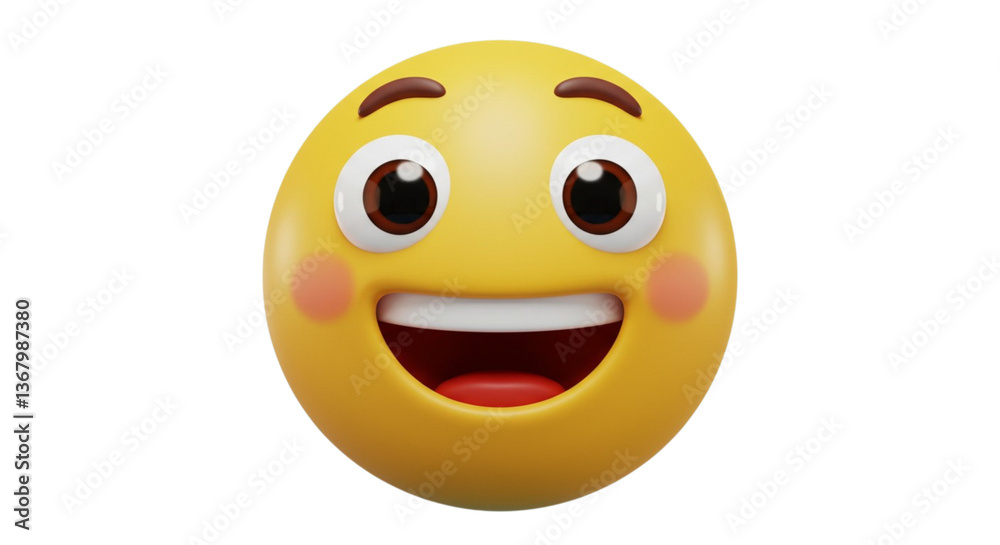 Fototapeta premium Happy Blushing Emoji Face