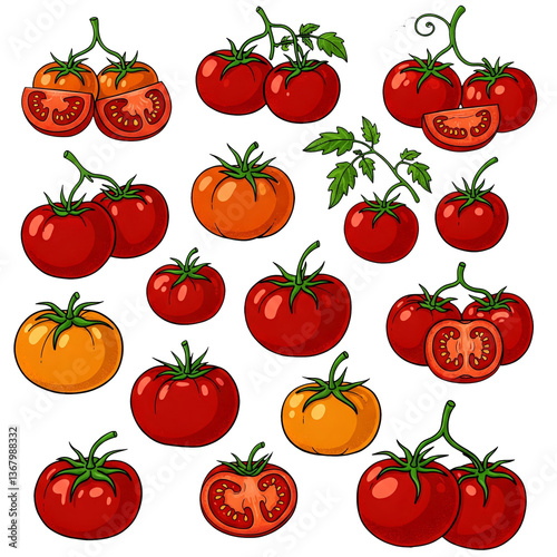 Tomato vector style clipart isolated on transparent background.