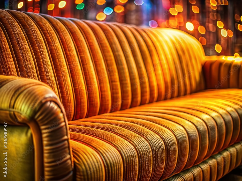 Obraz premium Retro 70s Velvet Couch Macro Detail - Vintage Texture & Fabric Close-Up