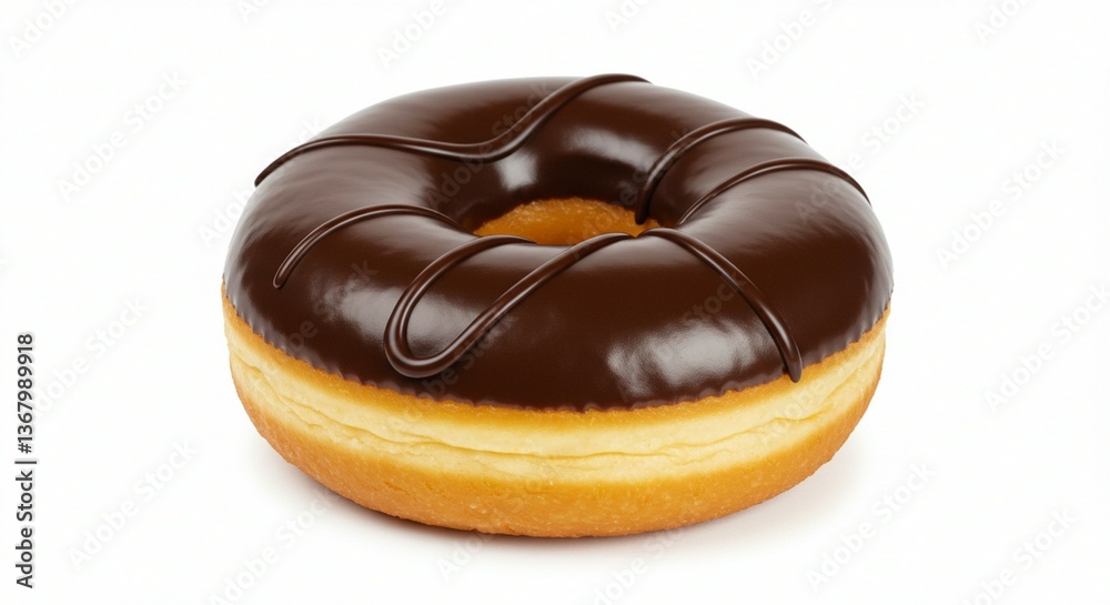 A donat with chocolate sauce in the top with clear white background A donat with chocolate sauce in the top with clear white background