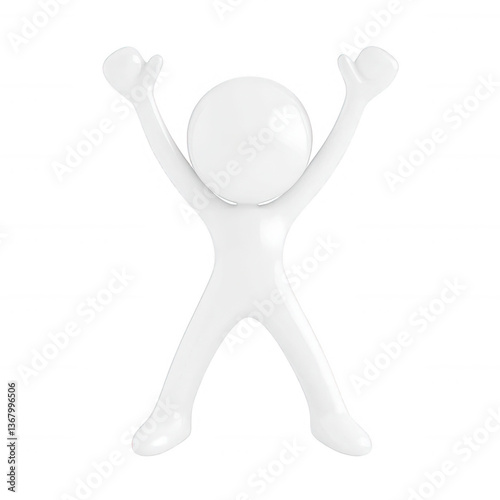 A joyful, abstract figure with raised arms, symbolizing celebration and positivity