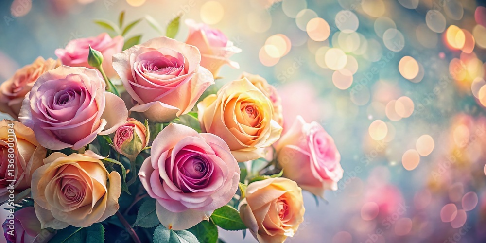 Romantic Rose Bouquet Sketch: Bokeh Effect, Artistic Floral Drawing, Wedding, Valentines Day Romantic Rose Bouquet Sketch: Bokeh Effect, Artistic Floral Drawing, Wedding, Valentines Day