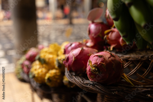 A fruit stall in a food market in Funchal Madeira - Mercado dos Lavradores photo