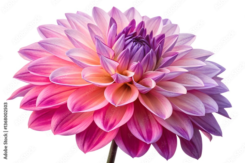 Isolated pink dahlia bloom, a floral macro of summer beauty Isolated pink dahlia bloom, a floral macro of summer beauty