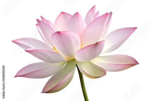 A pink water lily blossom displays its delicate petals, a beautiful floral aquatic plant