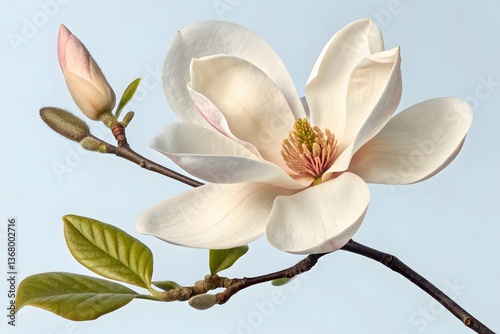 White magnolia blossoms bloom, a spring beauty of nature's flora