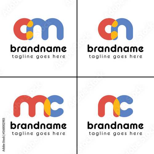 Letters cm mc cn nc Playful Logo, represent a fun, energetic, and joy