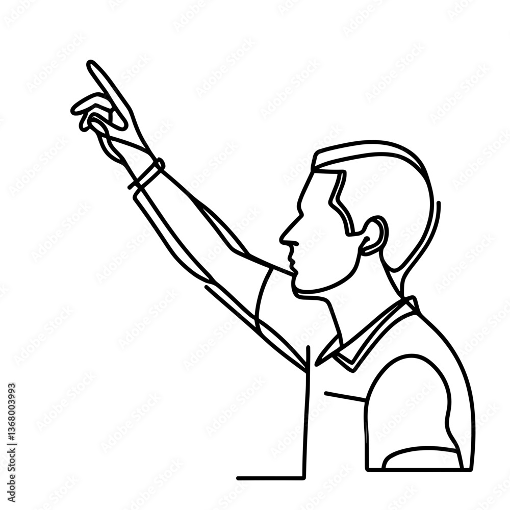 Referee signaling decision in a line drawing style Referee signaling decision in a line drawing style