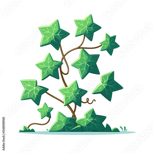 Vector illustration of climbing green ivy plant. Perfect for gardening websites and botanical guides.