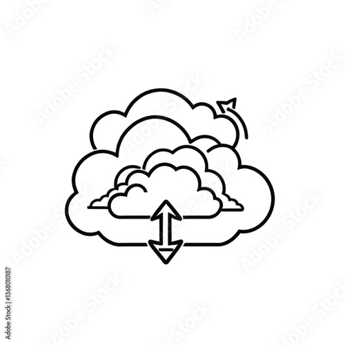 データクラウドとアップロードアイコン｜Data Cloud and Upload Icon