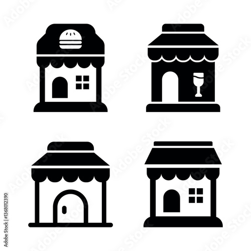 Vector  illustration of fast food shop. restaurant icon isolated on white background.