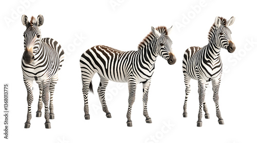 Pack Zesty Zebra set in Different Poses Against Transparent Background for Safari Illustrations, Wildlife Art, or Striped Animal Designs