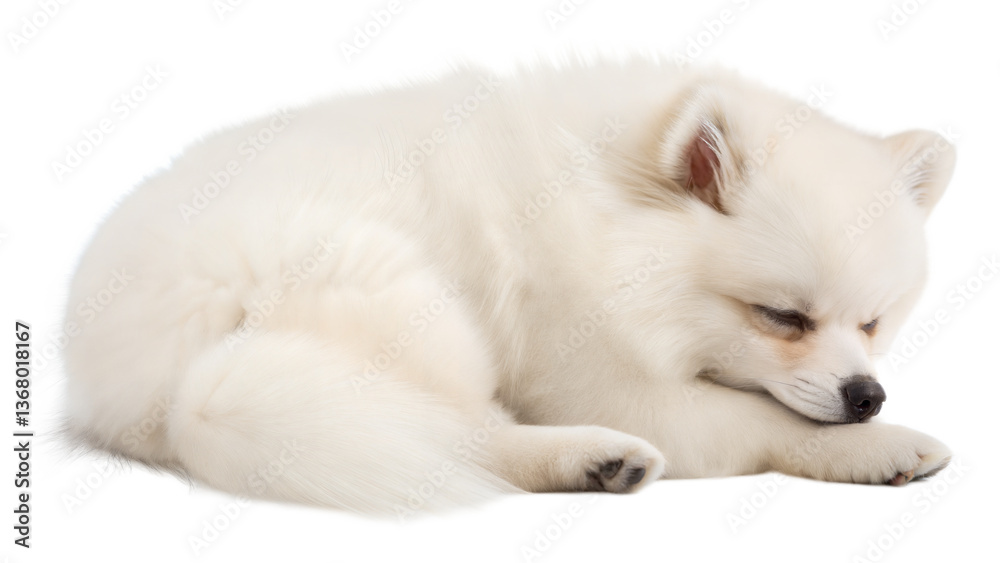 Obraz premium White Pomeranian Puppy Sleeping