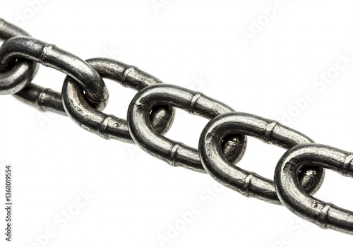 Strong metallic chain links sharply focused. AI Generated