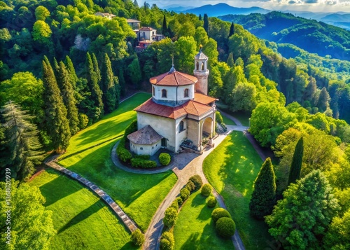 Sacro Monte Varese Chapel: Aerial View of Italian Pilgrimage Site
