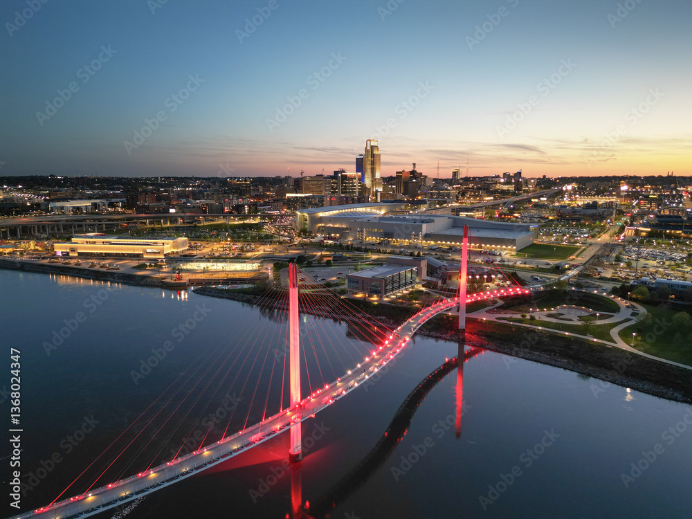 Omaha, Nebraska, USA Skyline on the Missouri River