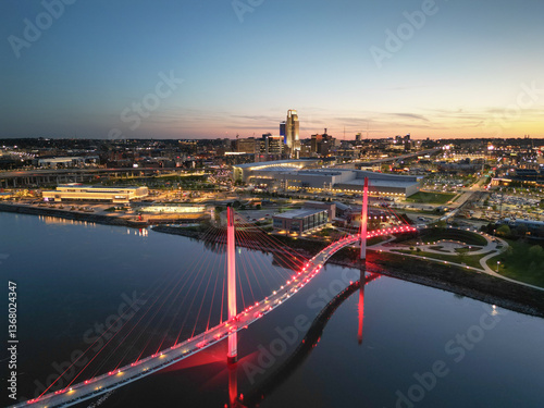 Obraz na płótnie Omaha, Nebraska, USA Skyline on the Missouri River w salonie