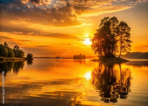 Serene August Sunset: Golden Hour Desktop Wallpaper