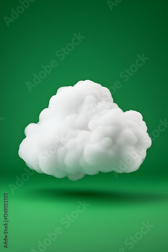 Fluffy white cloud against a vibrant green backdrop