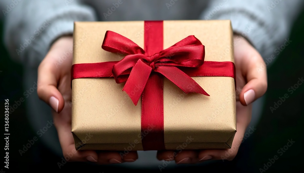 Gift Giving Hands with Red Ribbon. Gift Giving Hands with Red Ribbon.
