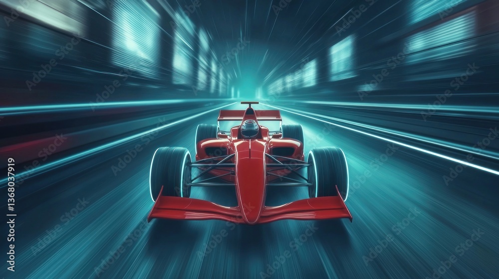 Naklejka premium High-speed racing action futuristic tunnel digital art dynamic environment close-up view motion concept