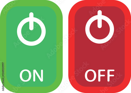 On and Off switch buttons. Vector illustration isolated on a white background.
