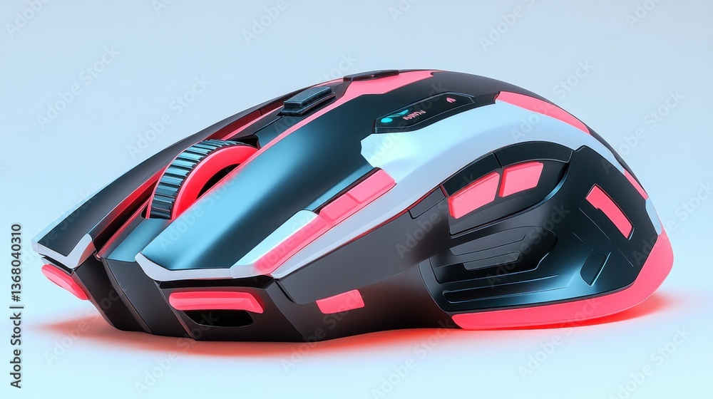 Sleek, ergonomic gaming mouse with vibrant accents Sleek, ergonomic gaming mouse with vibrant accents