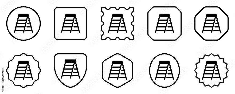 Editable folding ladder, step, stepladder vector icon. Construction, tools, industry. Part of a big icon set family. Perfect for web and app interfaces, presentations, infographics, etc Editable folding ladder, step, stepladder vector icon. Construction, tools, industry. Part of a big icon set family. Perfect for web and app interfaces, presentations, infographics, etc