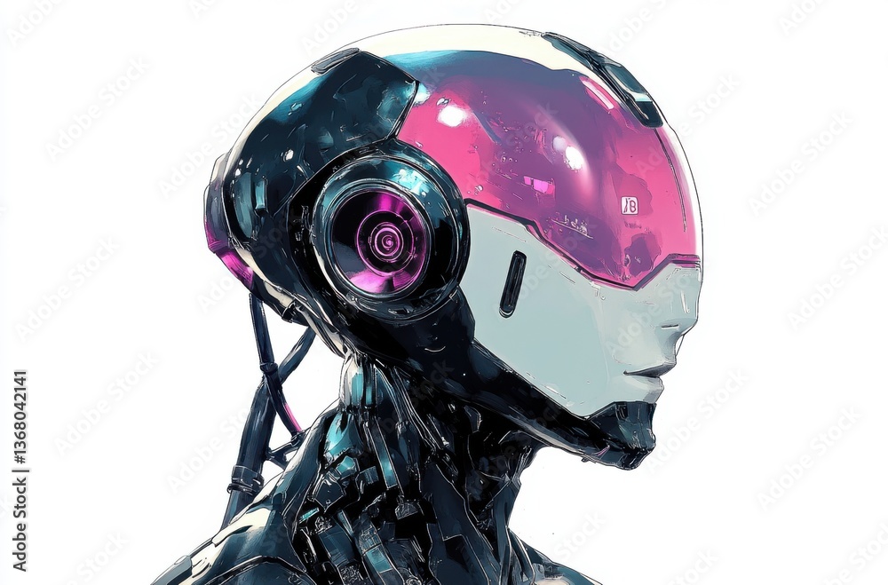 Sci-fi android with a polished body, intelligent AI expression, Sci-fi android with a polished body, intelligent AI expression,