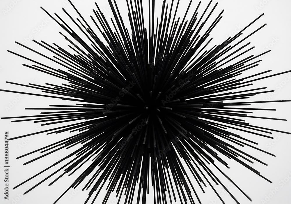 Obraz premium Abstract Black Lines Radiate Dynamically. AI Generated