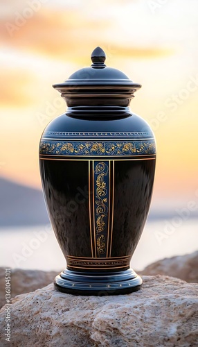Black Urn Sunset Shore