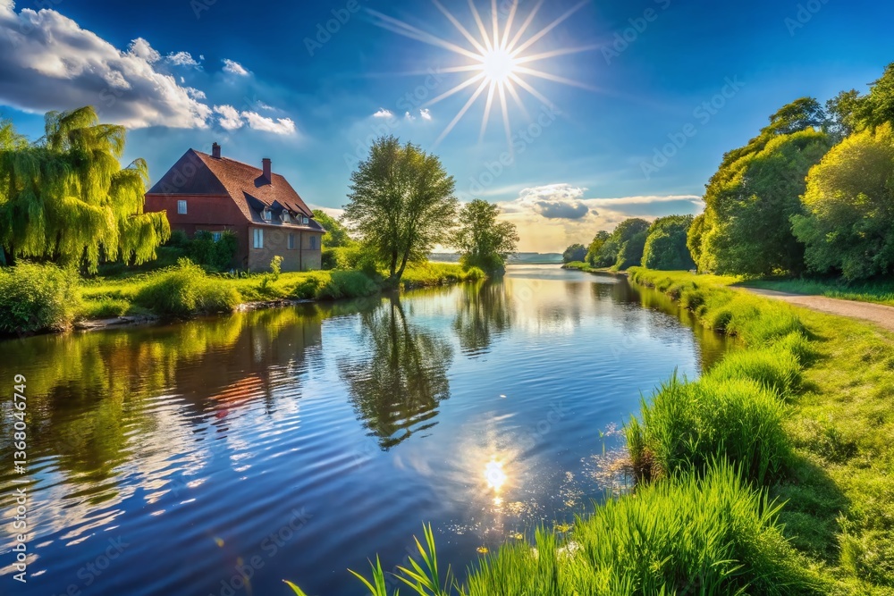 Obraz premium Serene Summer Landscape: River Havel, Havelland, Germany