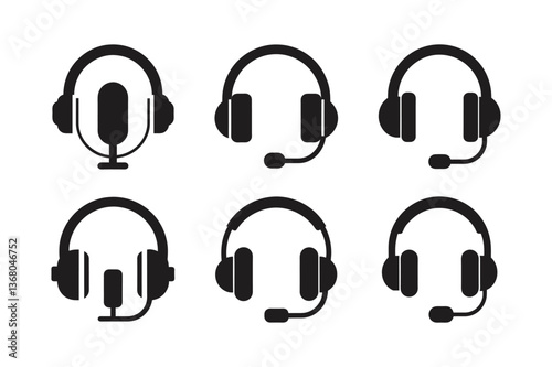 headphones microphone icon vector art silhouette