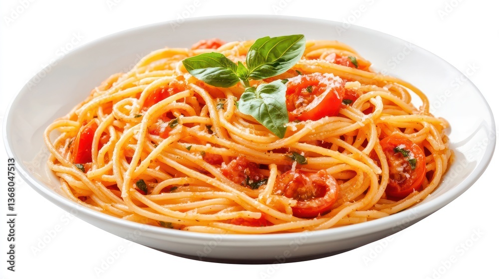 Spaghetti Pasta Tomato Basil Isolated Spaghetti Pasta Tomato Basil Isolated