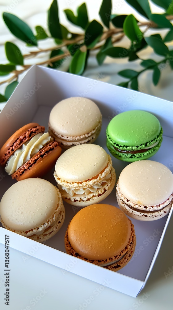 Fototapeta premium Colorful Macarons in Gift Box.