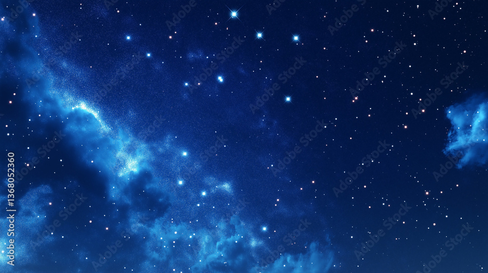 Naklejka premium stars in the dramatic sky, blue universe