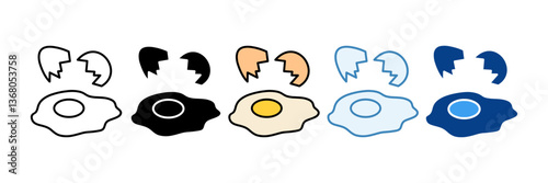Fried Egg  Icon Set Multiple Style Collection