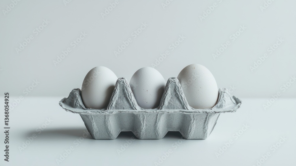 Gray Egg Carton with Fresh Eggs, Isolated on White Gray Egg Carton with Fresh Eggs, Isolated on White