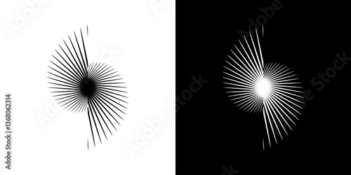 Dynamic abstract spiral sound wave rhythm lines. Circular spiral sound wave rhythm of lines. Circular futuristic abstract lines, black and white background.