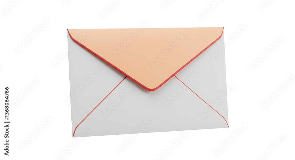 Isolated Elegant White and Red Envelope Isolated Elegant White and Red Envelope