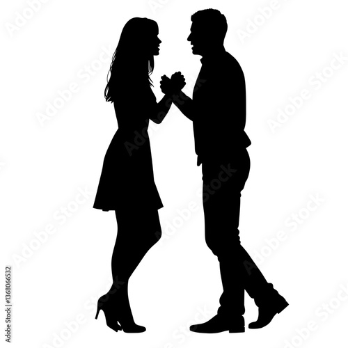 Silhouette of couple reconciling against plain background  