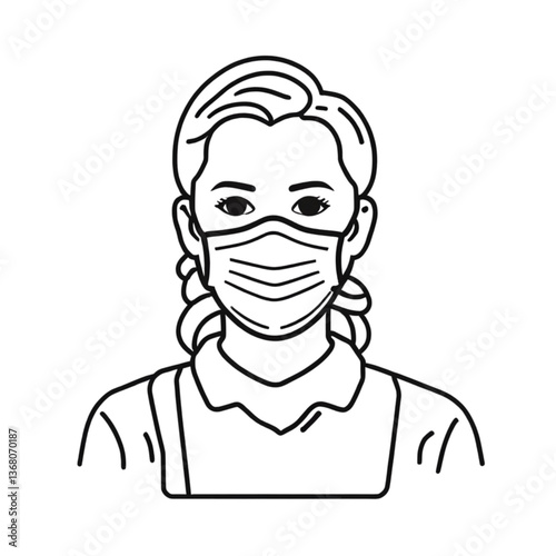 マスクをした看護師のアイコン｜Nurse with Face Mask Icon