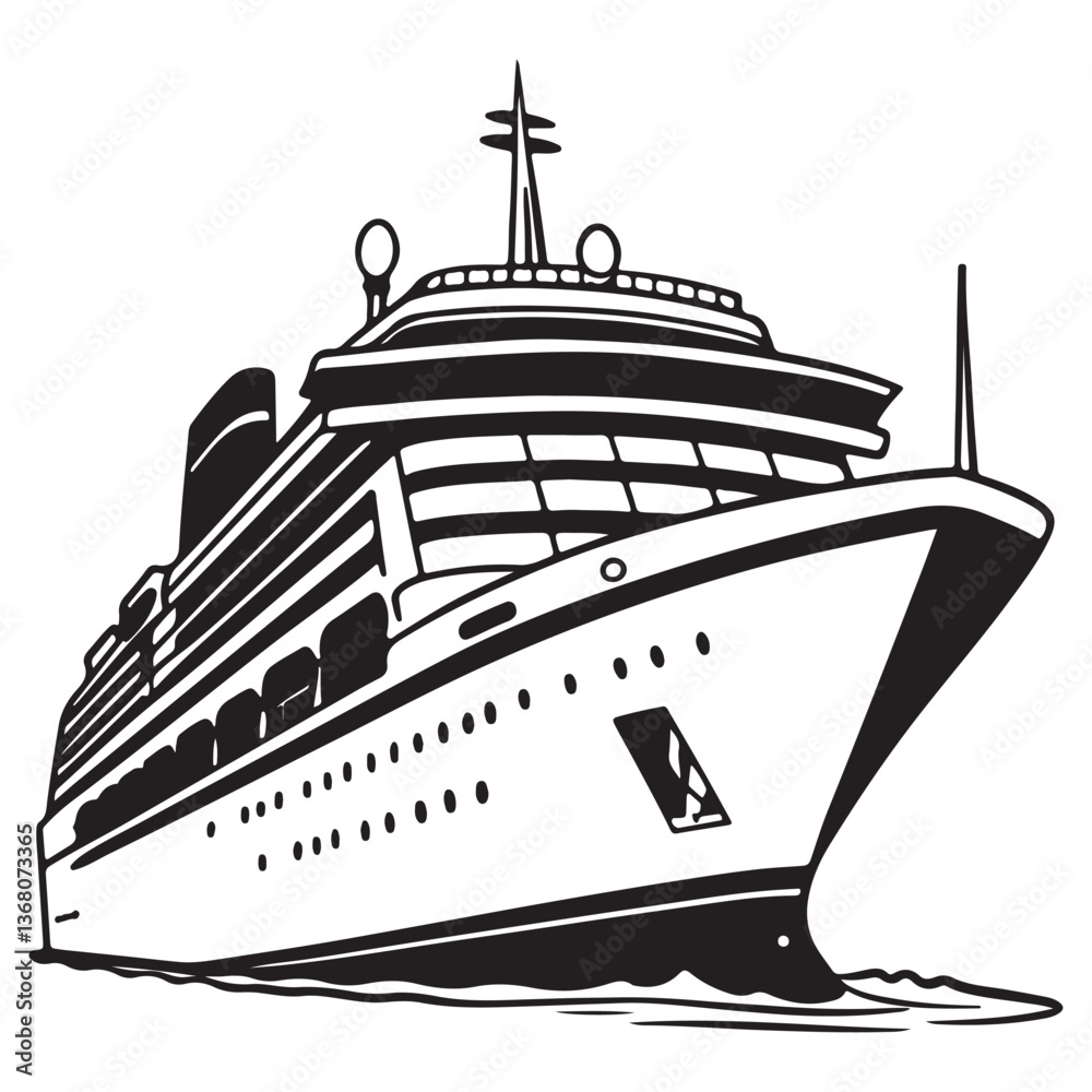 Obraz premium Cruise ship silhouette vector. Concept of travel and vacation.