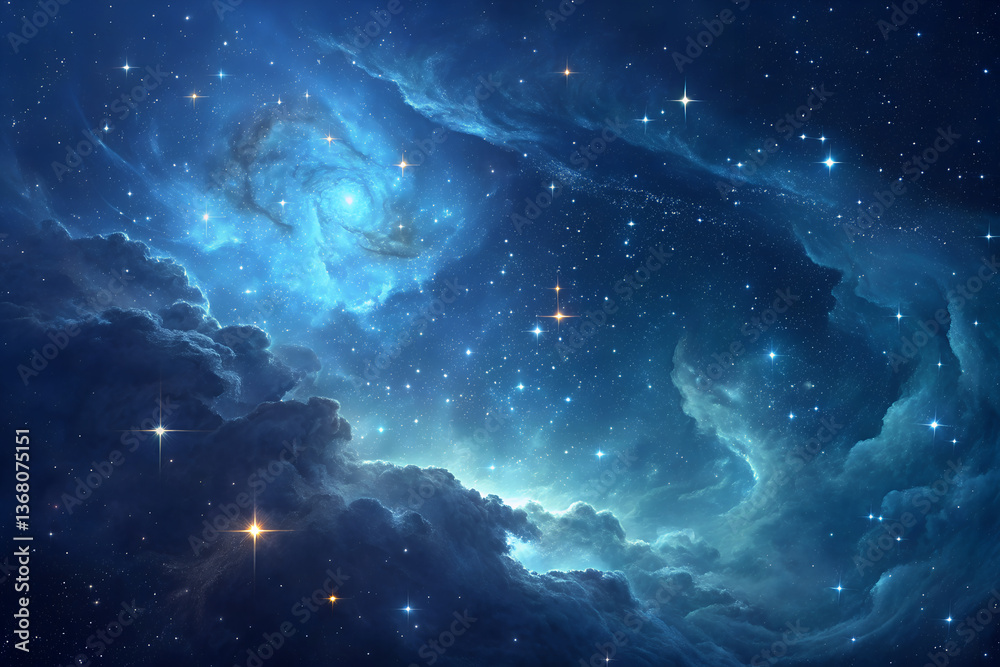 Fototapeta premium Blue galaxy background.