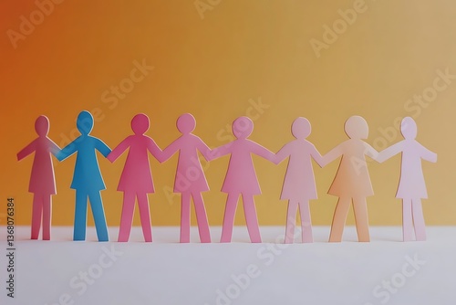 Colorful Paper Chain People Unity Teamwork5 photo