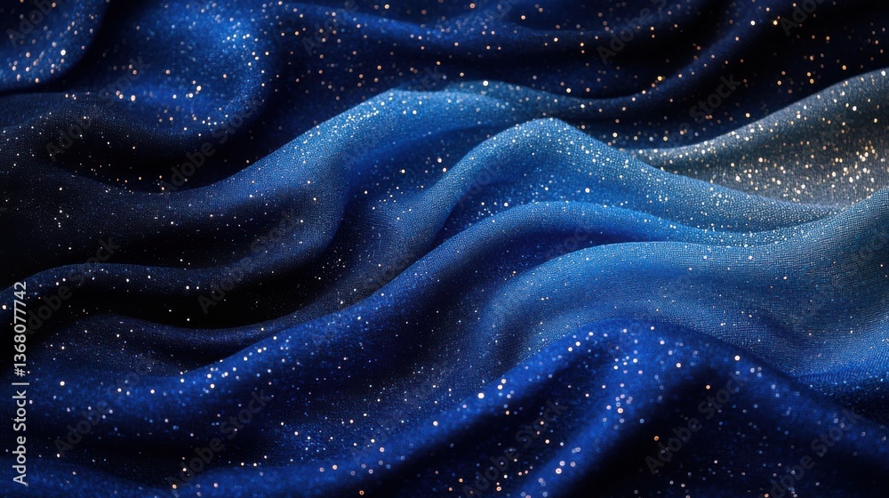 Fototapeta premium Elegant skeins of navy, sky, and silver yarn against a dreamy bokeh.