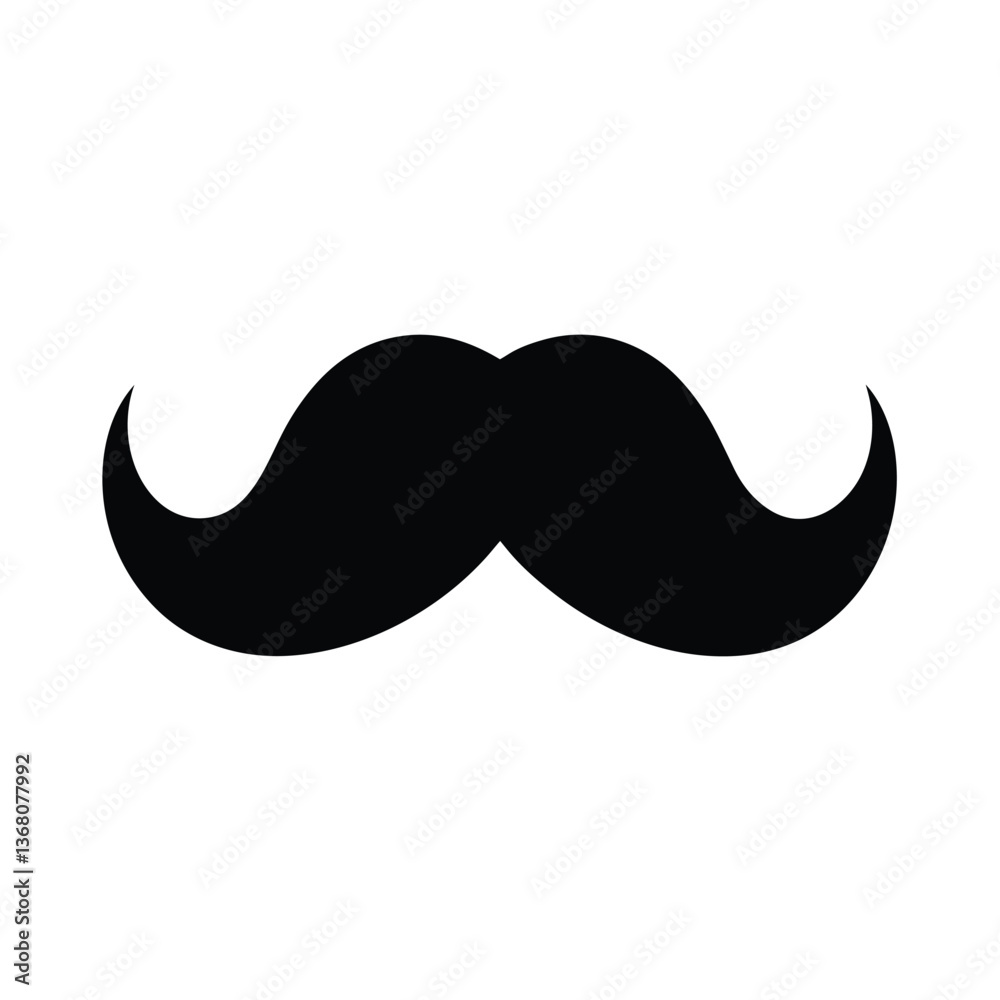 Moon and Mustache Vector Illustration with Silhouette and Crescent Design Moon and Mustache Vector Illustration with Silhouette and Crescent Design