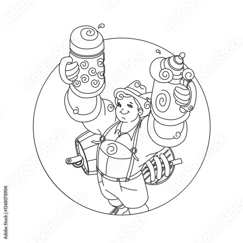 German young man Cartoon character welcome with beer stein