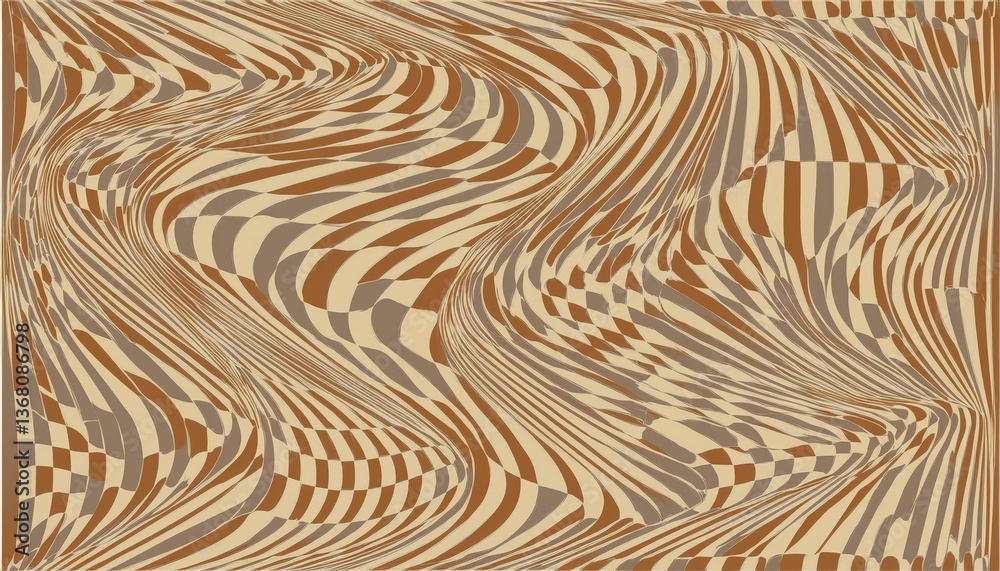 Obraz premium Groovy psychedelic background with abstract checkered pattern of optical illusion