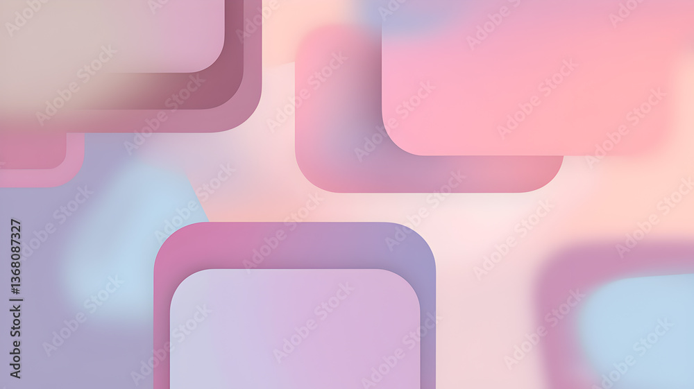 Abstract pastel geometric shapes overlapping, creating a serene background for digital design